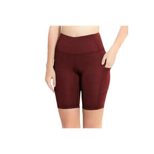 Ideology Women High Rise, Side Pockets Ins. 10" Biker Shorts,Fruity Red Pear, XS